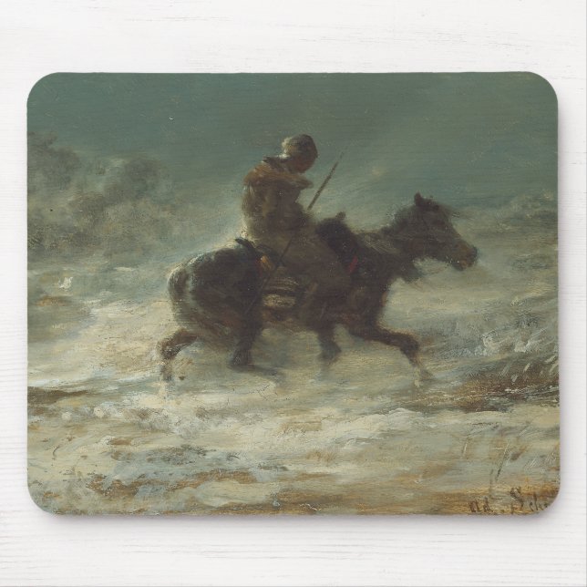 Adolphe Schreyer - Man med Lance Riding genom Musmatta (Framsidan)