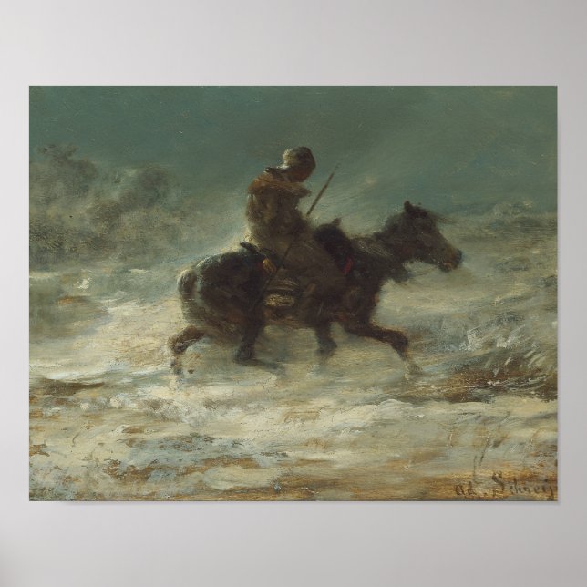 Adolphe Schreyer - Man med Lance Riding genom Poster (Framsidan)