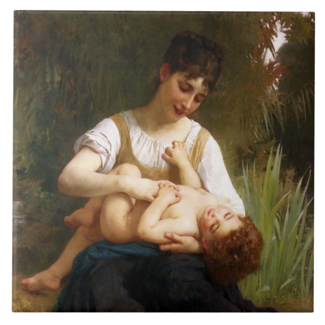 Adolphus Child och Tonåring av William Bouguereau Kakelplatta (Framsidan)