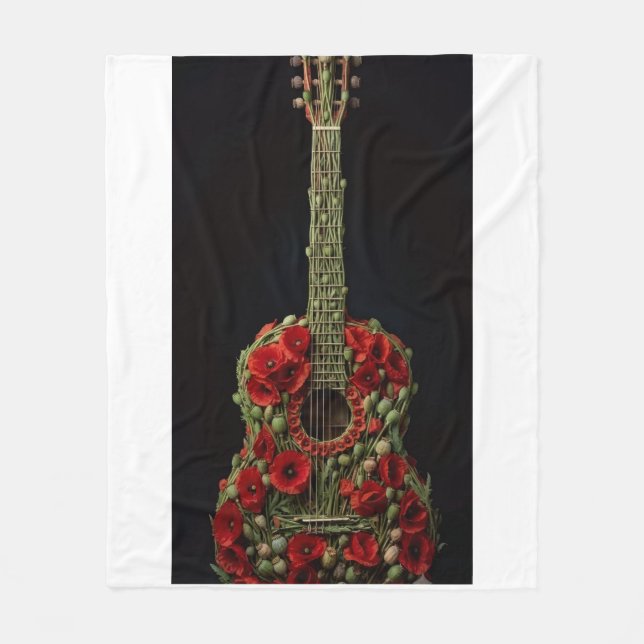 ADOM Blommig Gitarr Konst Fleecefilt (Framsidan)
