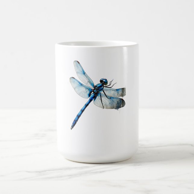 ADOM "Blue Dragonfly" Dam Långärmad T-Shirt Kaffemugg (Center)