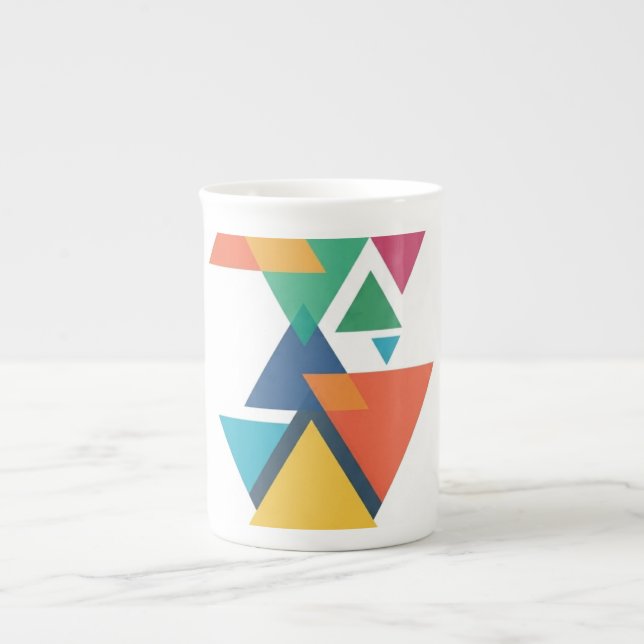 ADOM Geometrisk Konst Långärmad Tröja Benporslin Mugg (Framsidan)