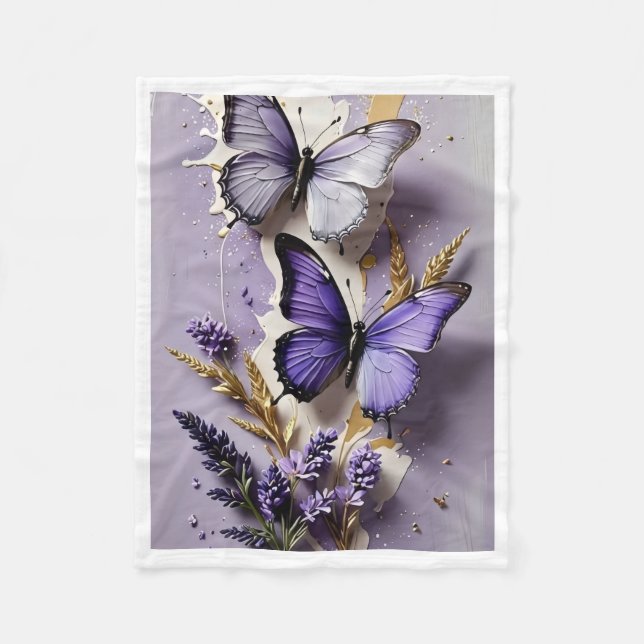ADOM Lila Fjäril Lavendel Filta Fleecefilt (Framsidan)