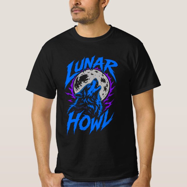 ADOM Lunar Howl Vargdesign T Shirt (Framsida)