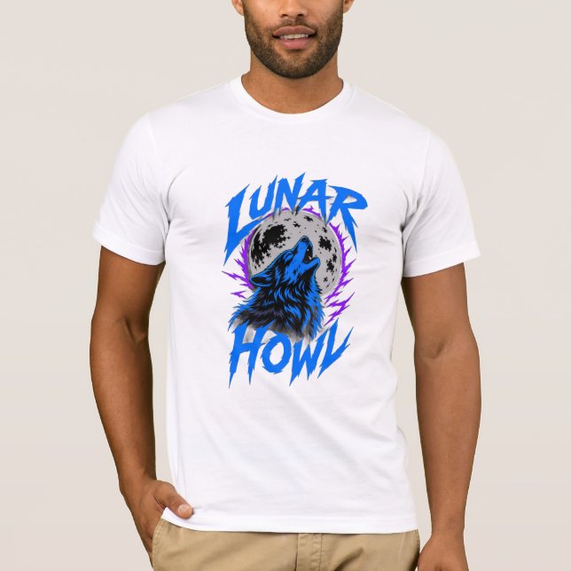ADOM Lunar Howl Wolf Vit T-shirt (Framsida)