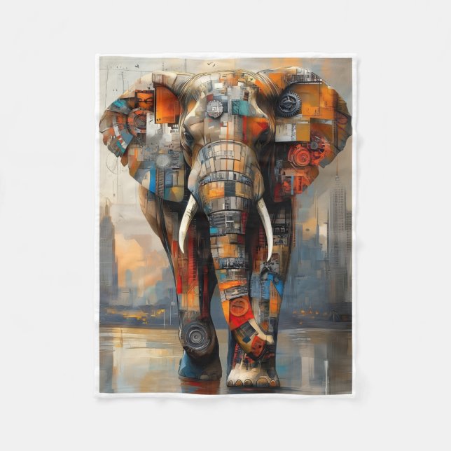 ADOM Mekanisk Elefant Konstfilt Fleecefilt (Framsidan)