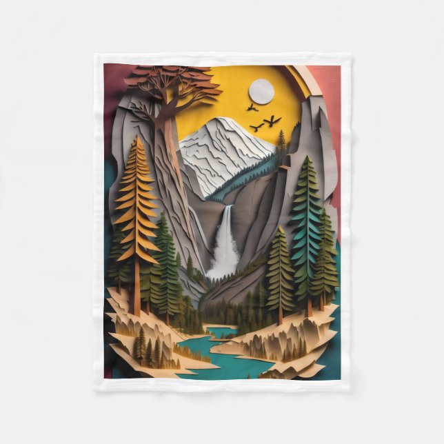 ADOM Papercut Mountain Valley Blanket Fleecefilt (Framsidan)