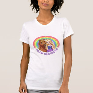 ADOM Premium "Följ dina drömmar" Minimalistisk Kvi T Shirt