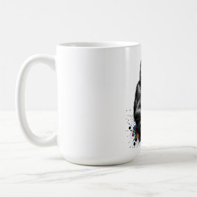 ADOM Premium "Music Gorilla" Minimalistisk Långärm Kaffemugg (Vänster)
