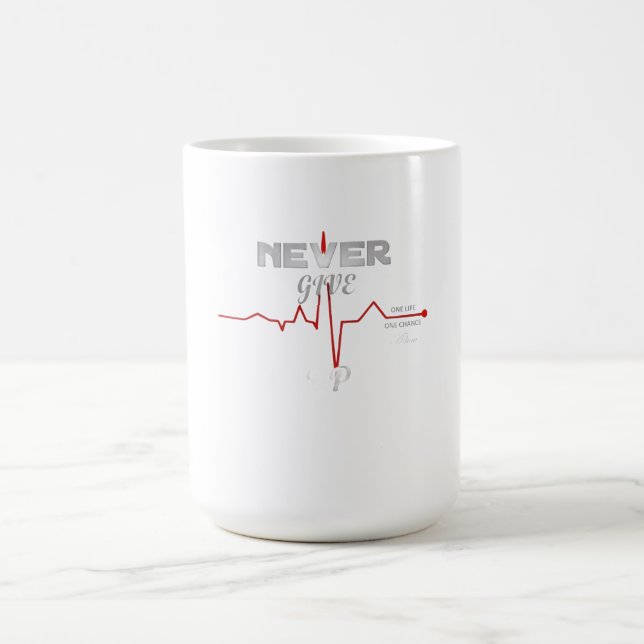 ADOM Premium "Never Give Up" Grafisk Långärmad Dam Kaffemugg (Center)