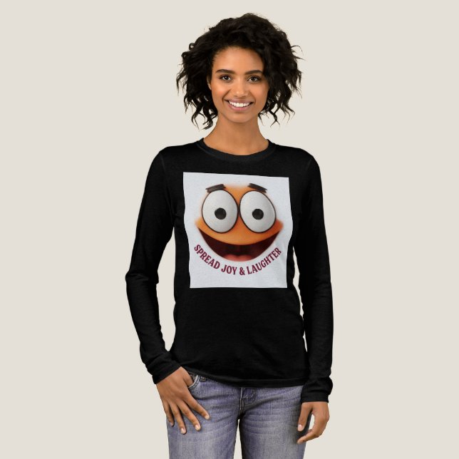 ADOM Premium "Sprid Glädje" Minimalistisk Långärma T Shirt (Hel framsida)