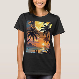 ADOM Premium Tropical Sunset Grafisk Dam T-Shirt
