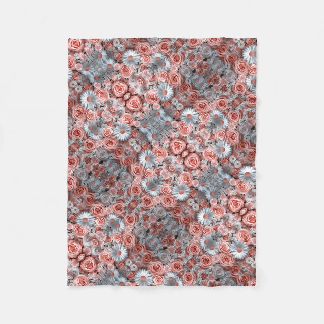 ADOM Rosa Blommig Mosaikfilt Fleecefilt (Framsidan)