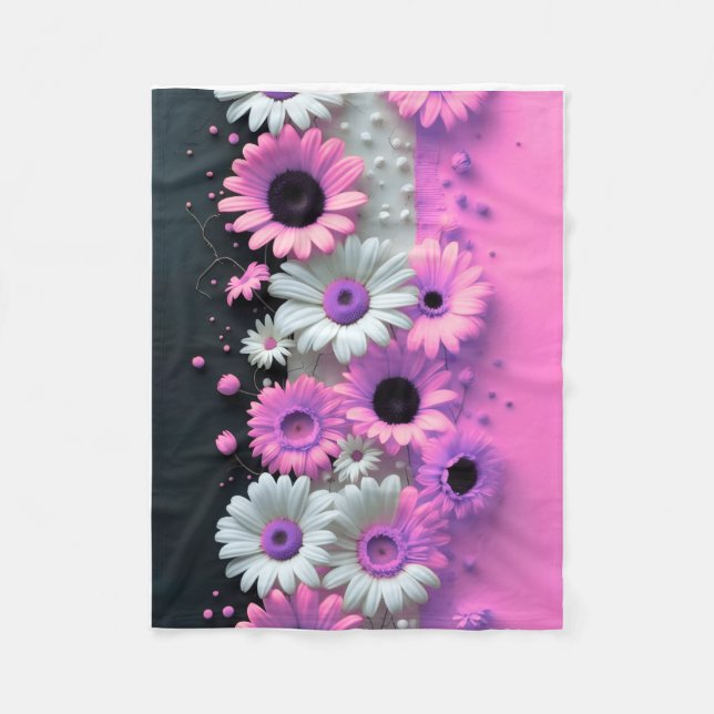 ADOM Rosa Daisy Blommig Kastmadrass Fleecefilt (Framsidan)