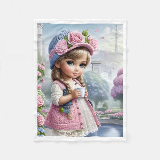 ADOM Rose Hat Girl Filten Fleecefilt (Framsidan)