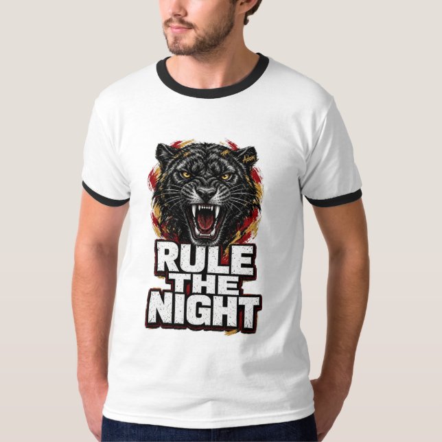 ADOM Rule The Night Black Panther T Shirt (Framsida)