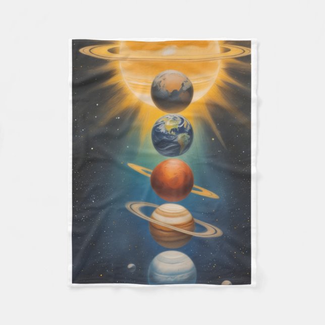 ADOM Solar System Space Blanket Fleecefilt (Framsidan)
