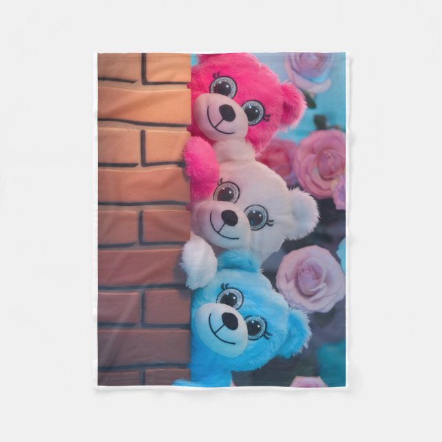 ADOM söta färgglada teddybjörnar filt (Framsidan)