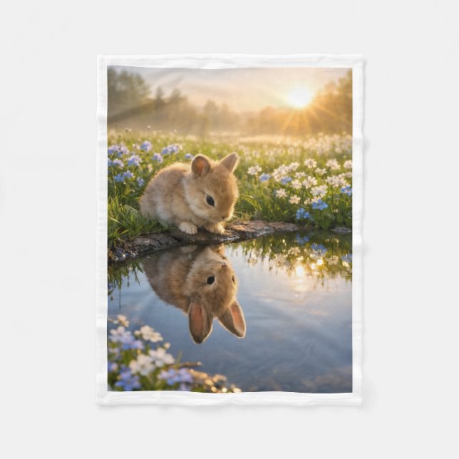 ADOM Sunrise Bunny Vattenreflektion Filta Fleecefilt (Framsidan)