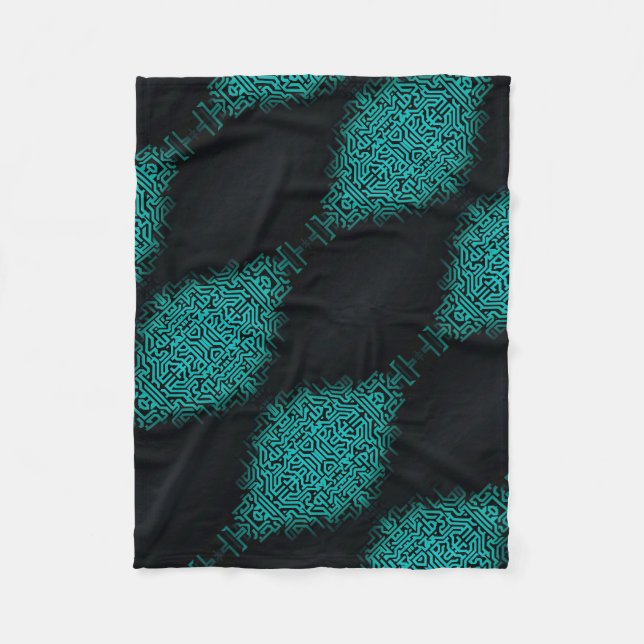 ADOM Teal Dot Matrix Mörk Filta Fleecefilt (Framsidan)