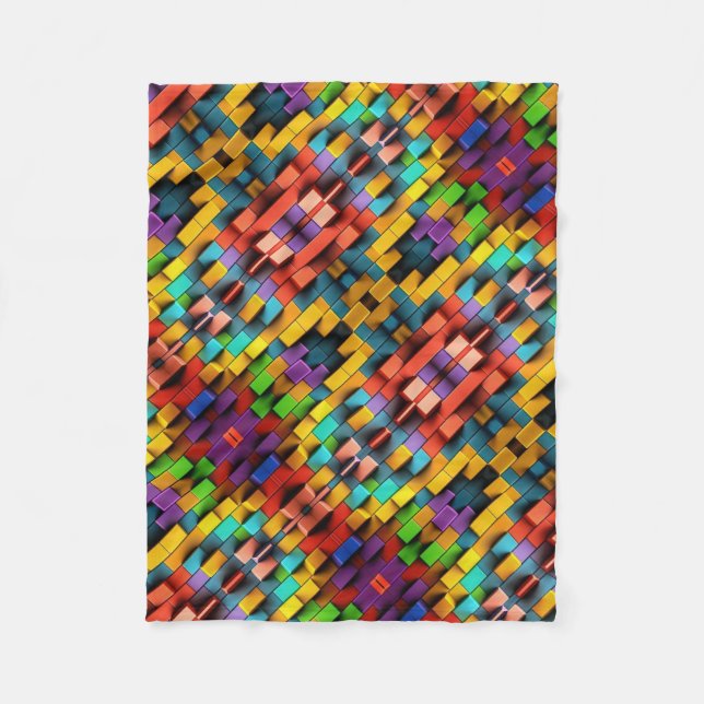 ADOM Vibrant 3D Pixel Blockfilt Fleecefilt (Framsidan)