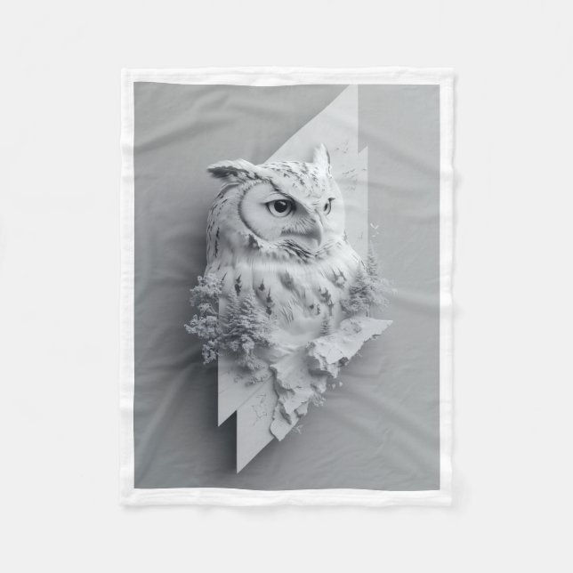 ADOM White Owl Lightning Blanket Fleecefilt (Framsidan)