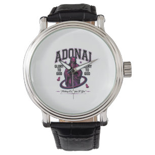 Adonai Ära åt Gud Vintage Kristet Vektordesign Armbandsur