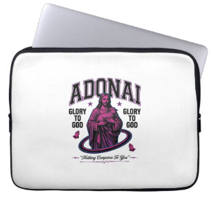 Adonai Ära åt Gud Vintage Kristna Vektor Desig Laptop Fodral