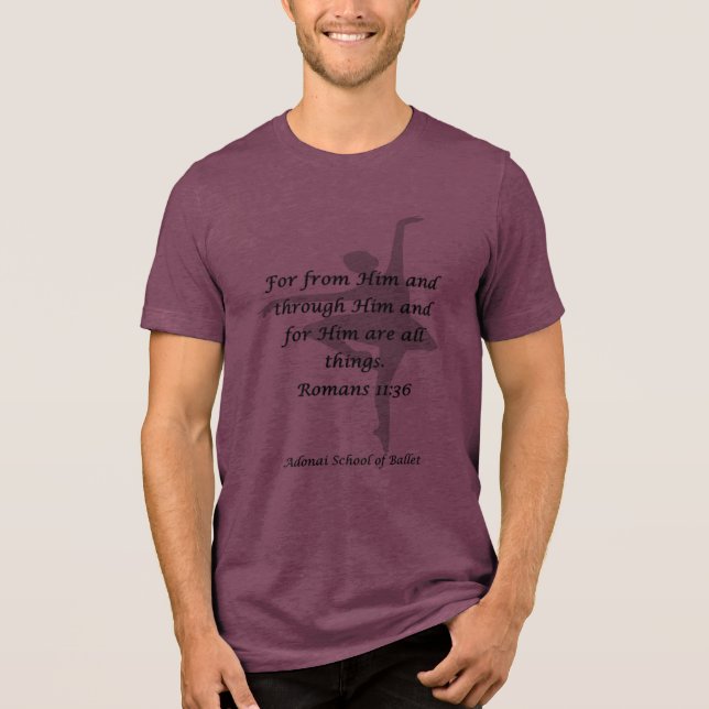 Adonai T-Shirt Rom 11:36 Burgundy (Framsida)