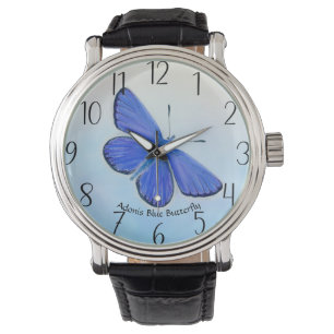 Adonis Blue Butterfly Watercolor Painting Large Armbandsur