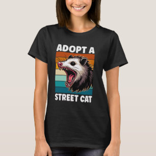 Adopt a Street Cat Funny Opossum Vintage Sunset Wa T Shirt