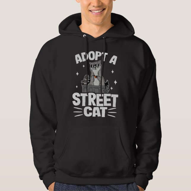 Adopt A Street Cat Funny Raccoon 1 Hoodie (Framsida)