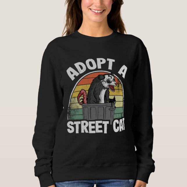 Adopt A Street Cat Opossum Trash Weird Possum T Shirt (Framsida)