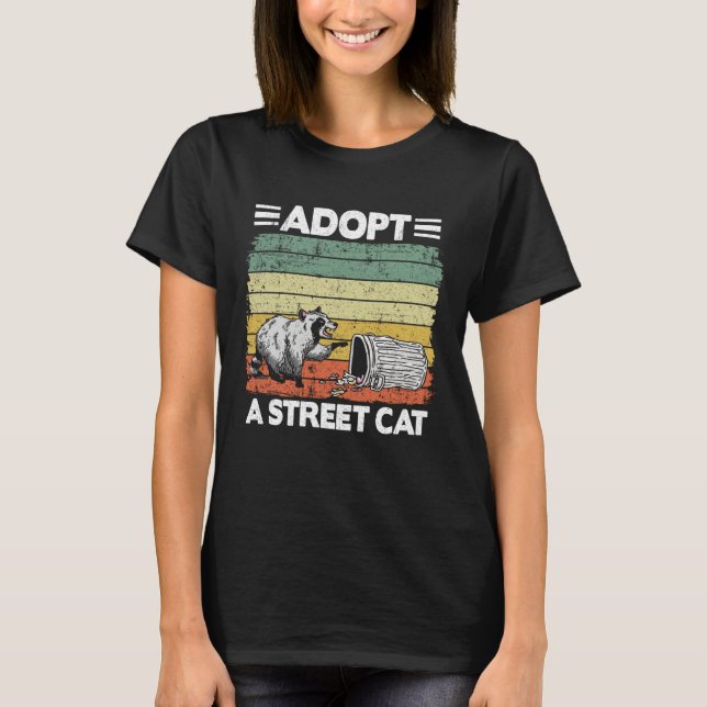 Adopt A Street Cat Raccoon  2 T Shirt (Framsida)