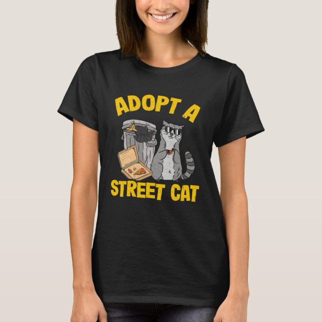 Adopt A Street Cat Raccoon 5 T Shirt (Framsida)
