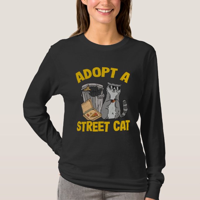 Adopt A Street Cat Raccoon 5 T Shirt (Framsida)