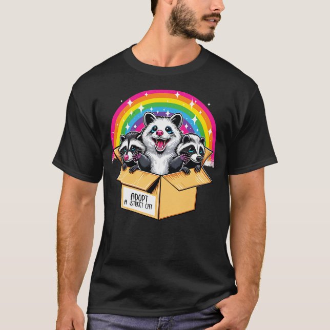 Adopt a Street Cat Shirt Team Trash Raccoon Opossu T Shirt (Framsida)