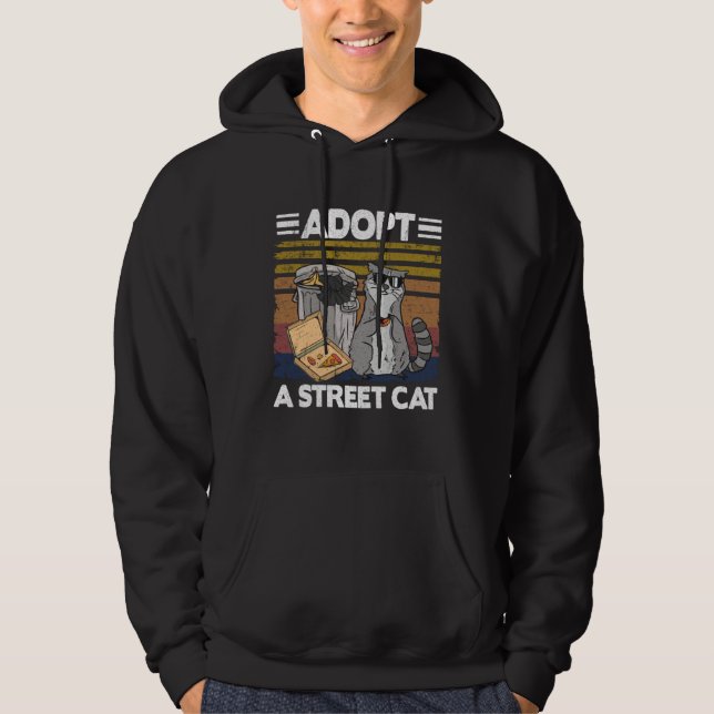 Adopt A Street Cat Trash Can Garbage Panda Pizza R Hoodie (Framsida)