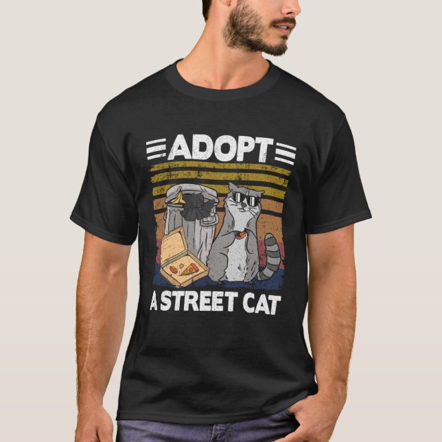 Adopt A Street Cat Trash Can Garbage Panda Pizza R T Shirt (Framsida)