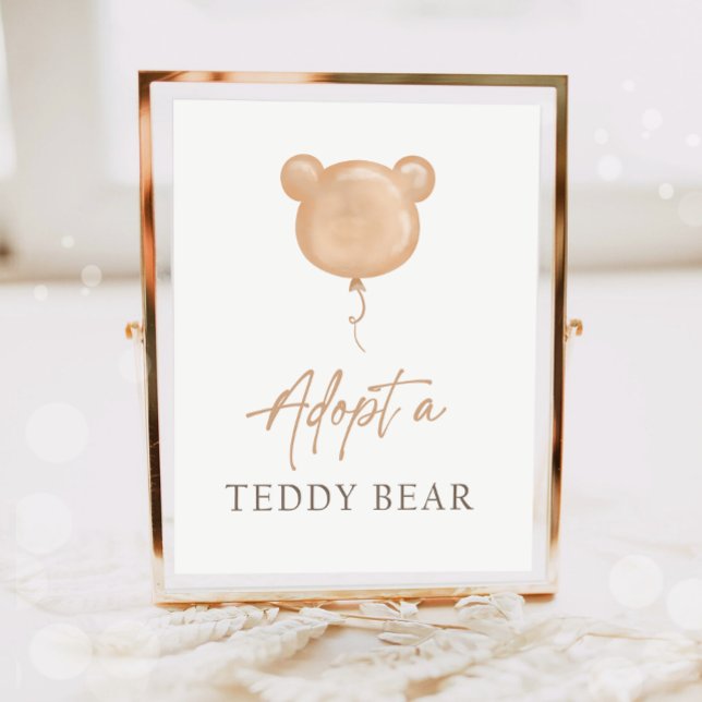 Adopt a Teddy Bear Balloon Boho Adoption Birthday  Poster (Skapare uppladdad)