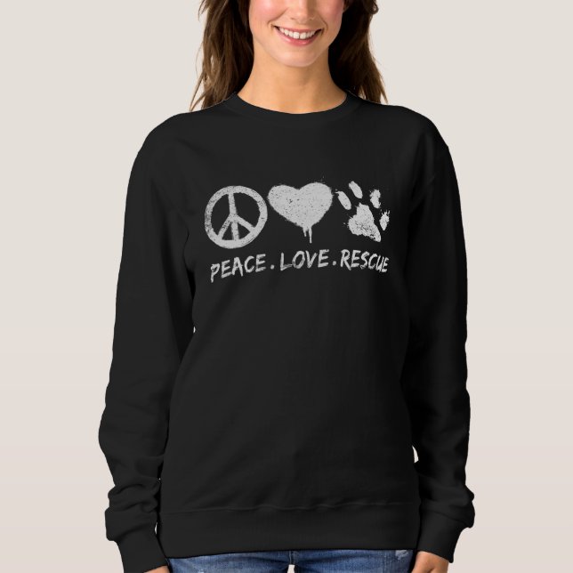 Adopt Dog Cat Animals Peace Love Rescue Men Women  T Shirt (Framsida)