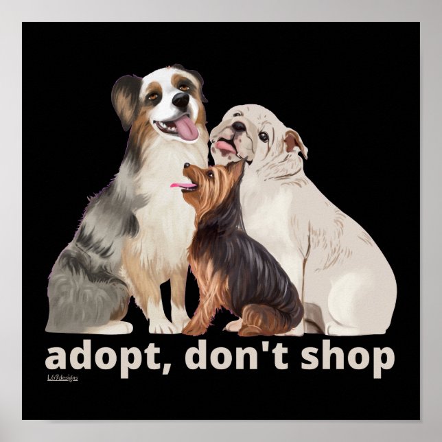 ADOPT DON SHOP spara Djuren rädding hundar Poster (Framsidan)