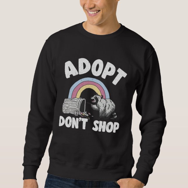Adopt Don t Shop Rainbow Raccoon  1 Lång Ärmad Tröja (Framsida)