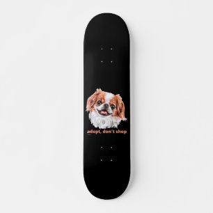 ADOPT, DON'T SHOP (Japanska spanjoren), söt hund Mini Skateboard Bräda 18,5 Cm