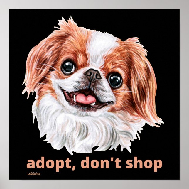 ADOPT, DON'T SHOP (Japanska spanjoren), söt hund Poster (Framsidan)