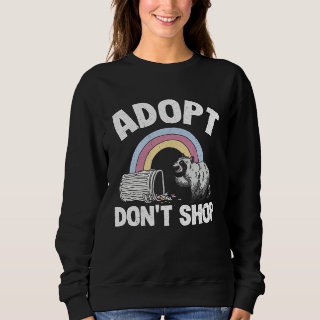 Adopt Don't Shop Rainbow Raccoon 1 T Shirt (Framsida)