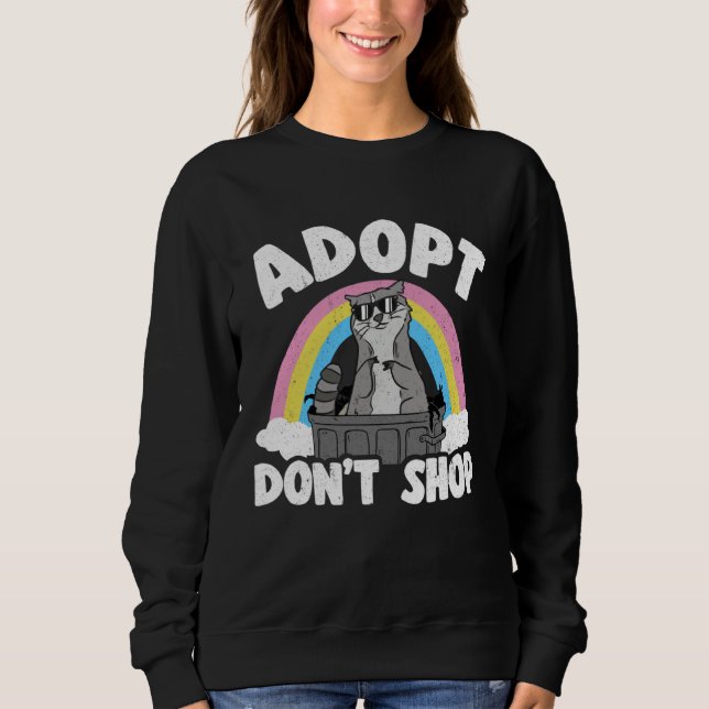 Adopt Don't Shop Rainbow Raccoon T Shirt (Framsida)