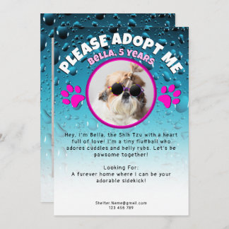 Adopt me dog custom 2 photo shelter animal rescue inbjudningar