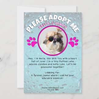 Adopt me dog custom 2 photo shelter animal rescue inbjudningar