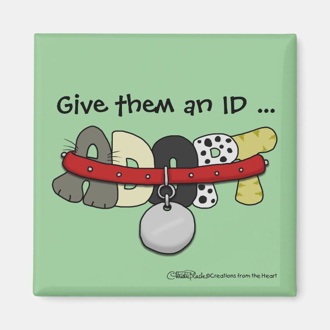ADOPT med Collar-Ge Them och ID Magnet (Framsidan)